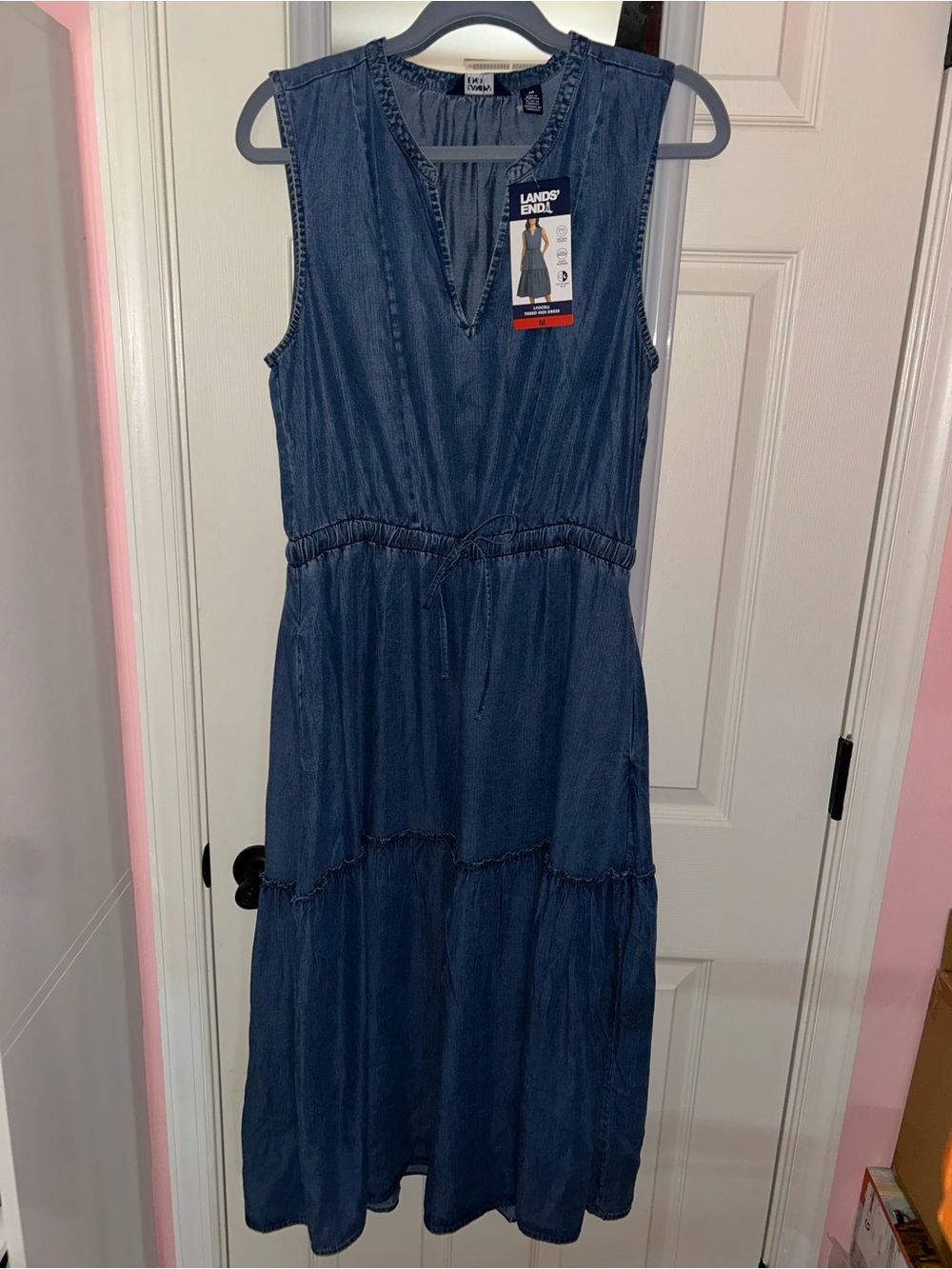 Lands' End Women's Sleeveless Denim Maxi Dress